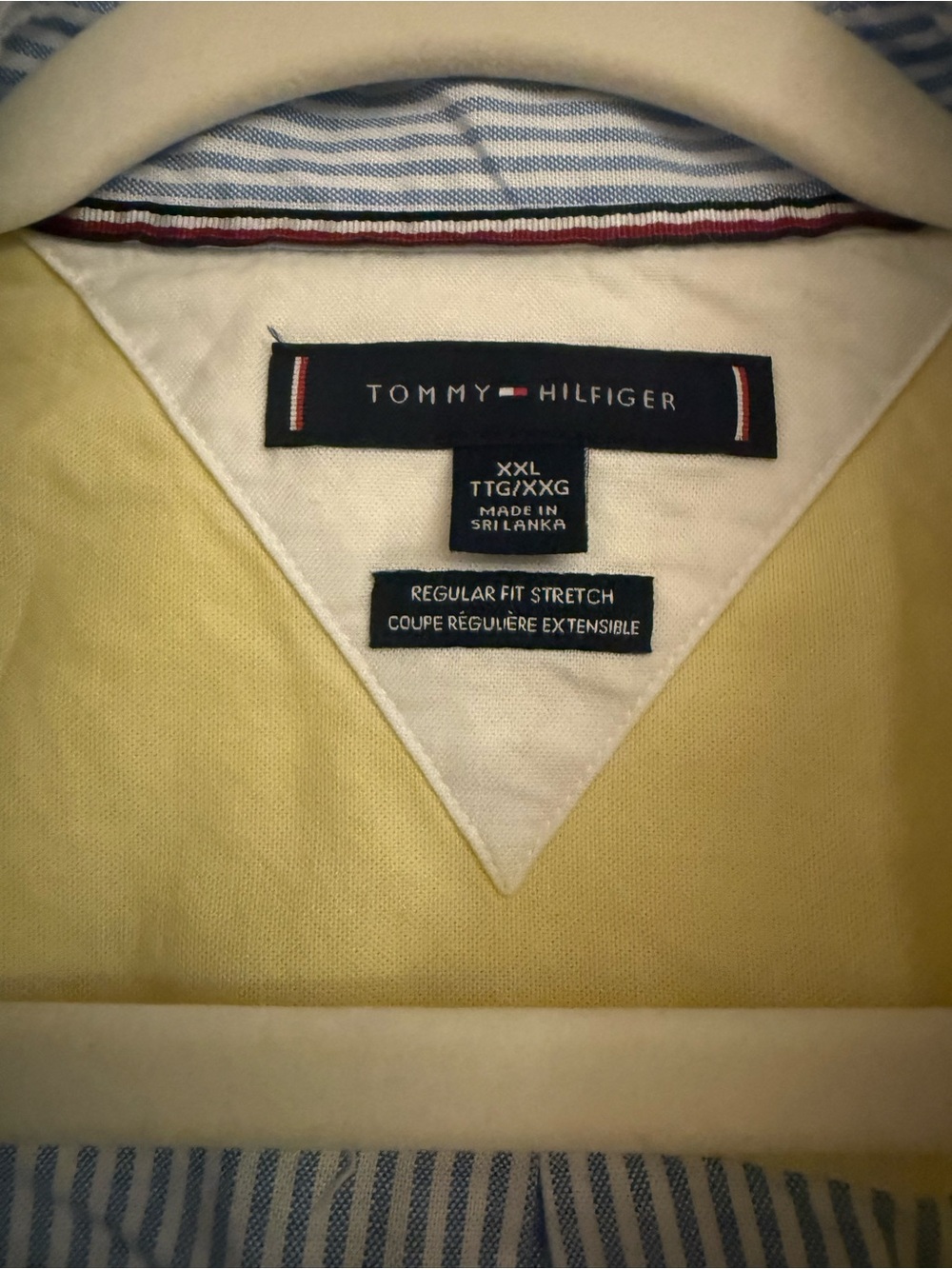 Tommy Hilfiger Men's Yellow Polo with Striped Collar Detail NEW without tag